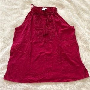 Loft pink top XS embroidered halted